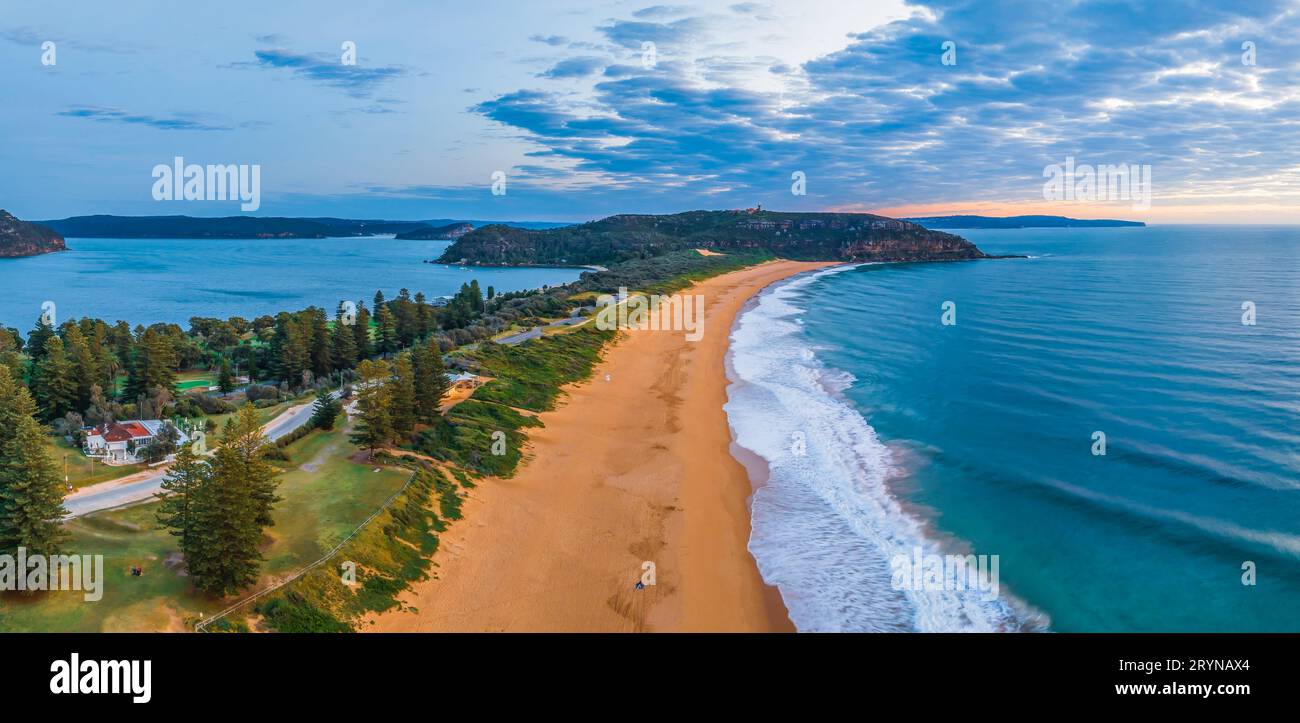Aerial Sunrise Panorama at Palm Beach on the Northern Beaches of Sydney ...
