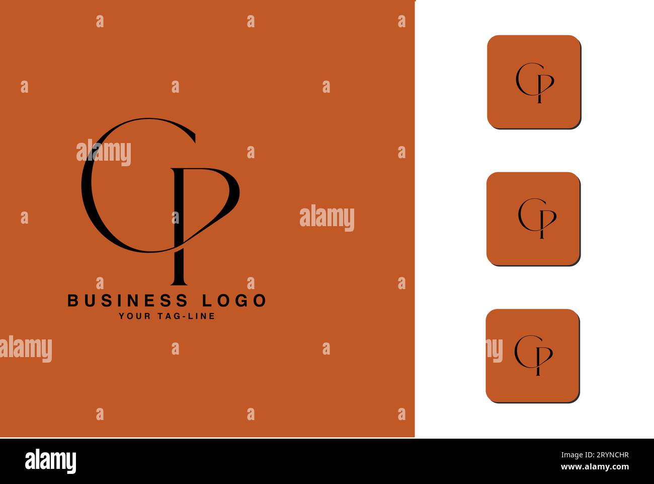 CP, PC, Abstract Letters Logo Monogram Stock Vector