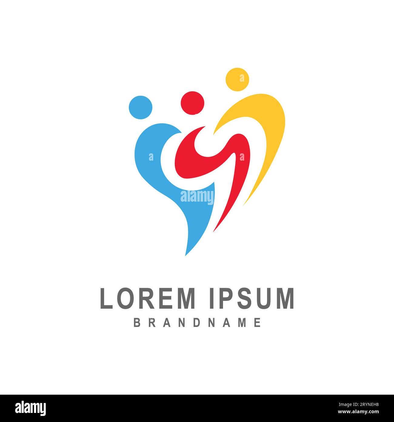 Charity logo, community care logo with heart shape abstract vector