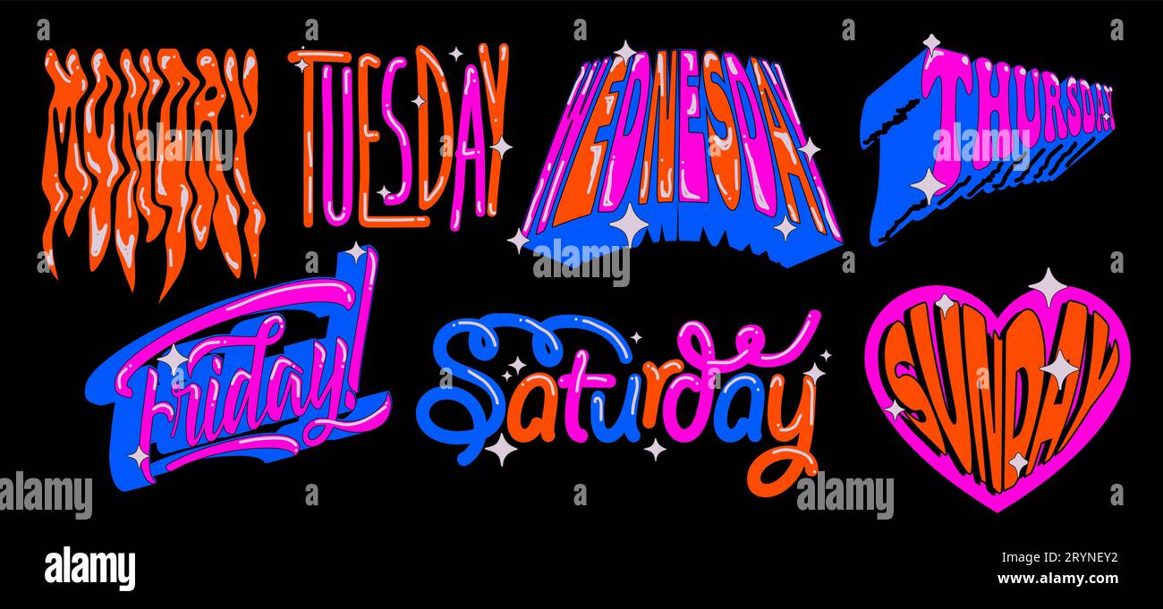 Lettering In Spanish Days Of The Week Monday Tuesday Wednesday Thursday  Friday Saturday Sunday Handwritten Words For Calendar Weekly Plan Organizer  Stock Illustration - Download Image Now - iStock