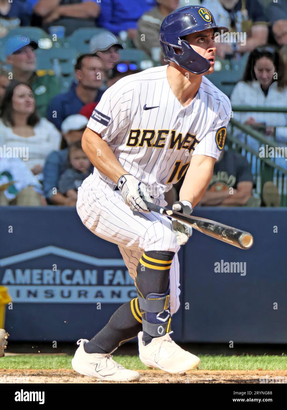 Milwaukee, WI USA; Milwaukee Brewers outfielder Sal Frelick (10) hits a