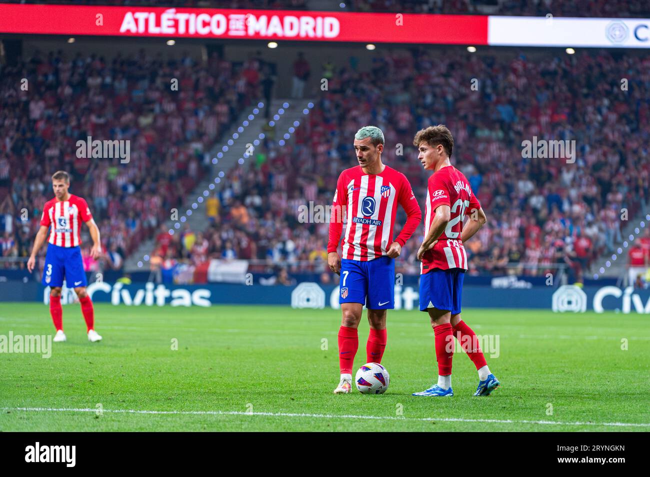 Madrid, Spain. 01st Oct, 2023. Antoine Griezmann (Atletico Madrid) and ...