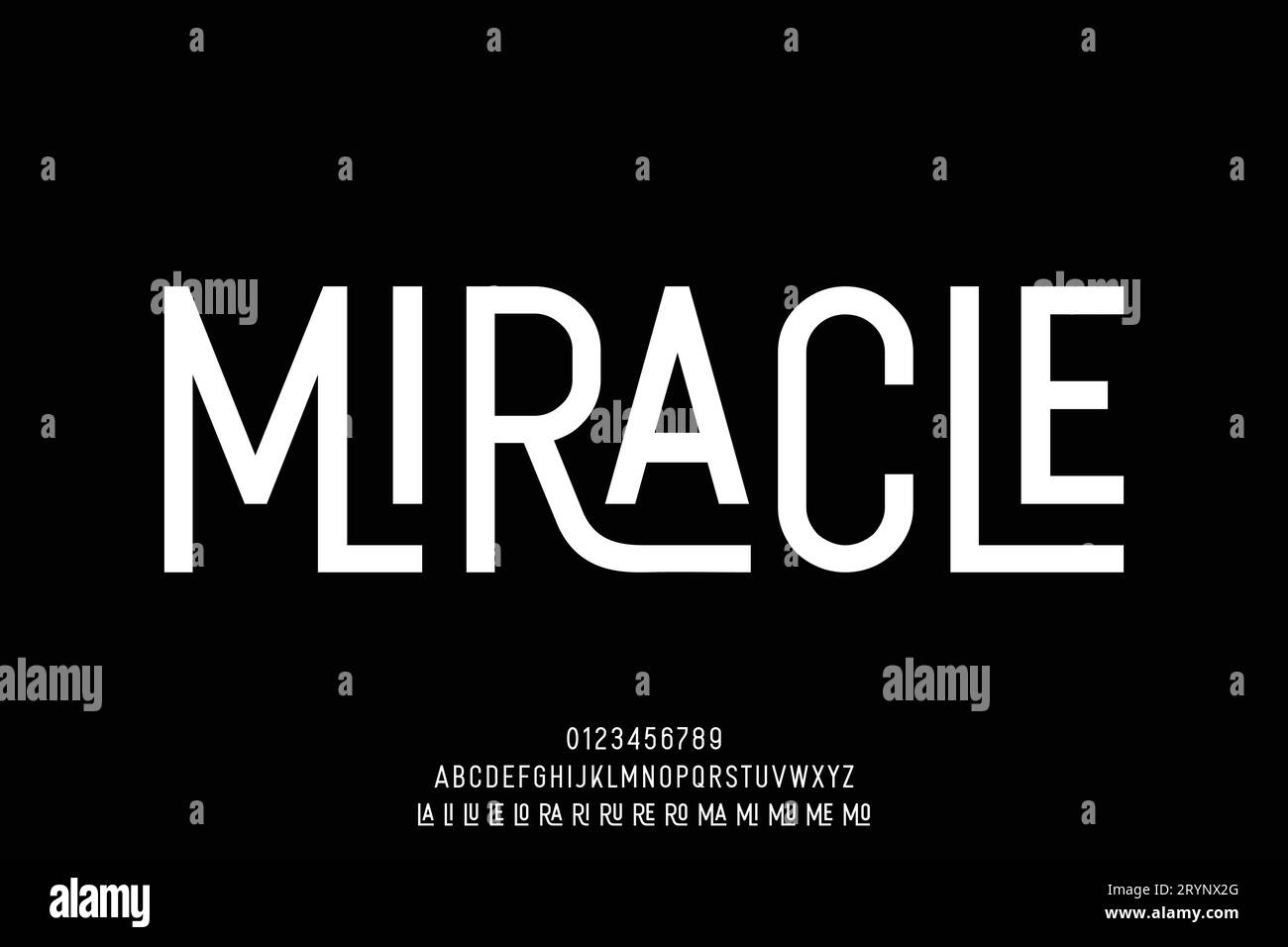 Creative sans serif alphabet ligature display font vector. Modern