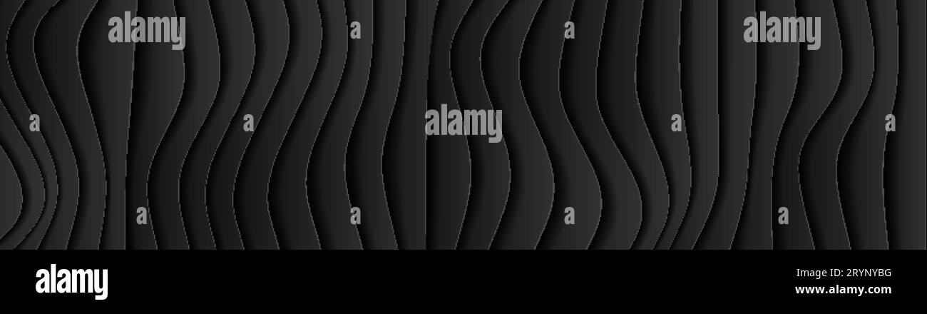 Black curved waves abstract tech banner design. Vector background Stock ...