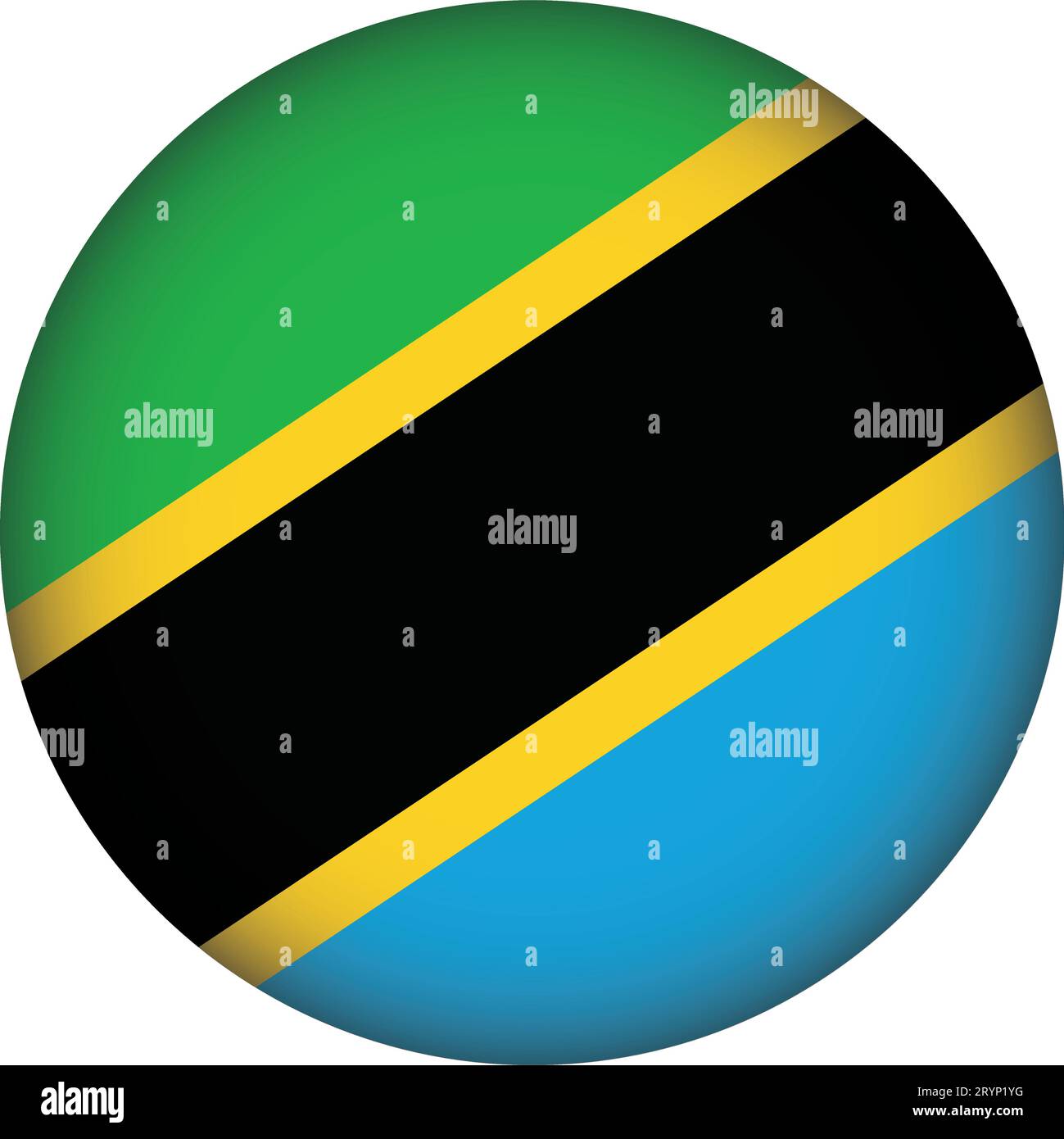 Tanzania Flag Round Shape Stock Vector