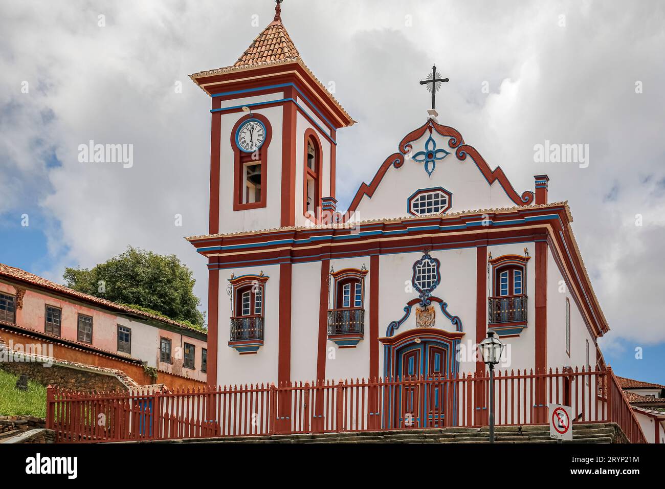 Beautiful decorated colonial church in Diamantina, Minas Gerais, Brazil Stock Photo