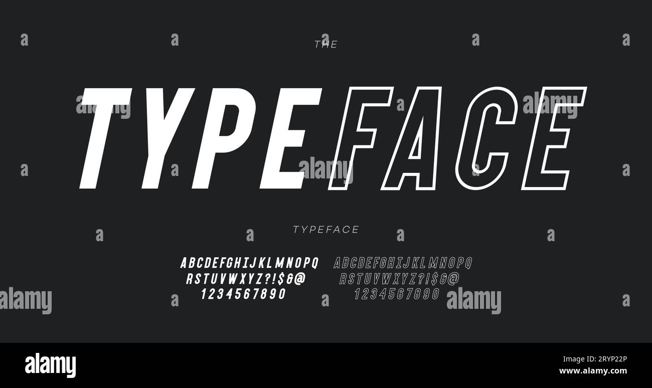 Vector font set bold outline italic style trendy typography for motion