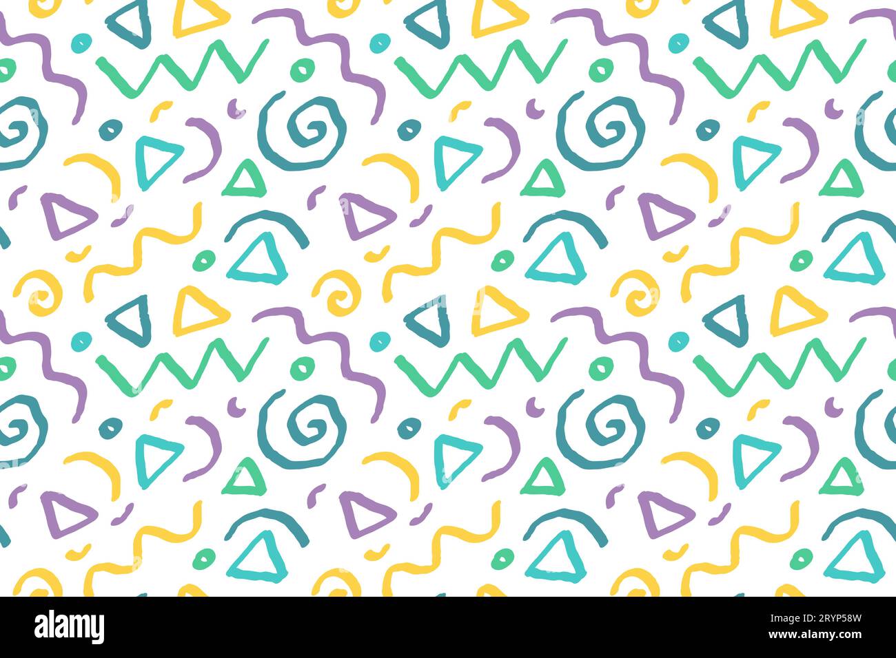 Colorful squiggle print with soft pastel seamless pattern. Cute ...