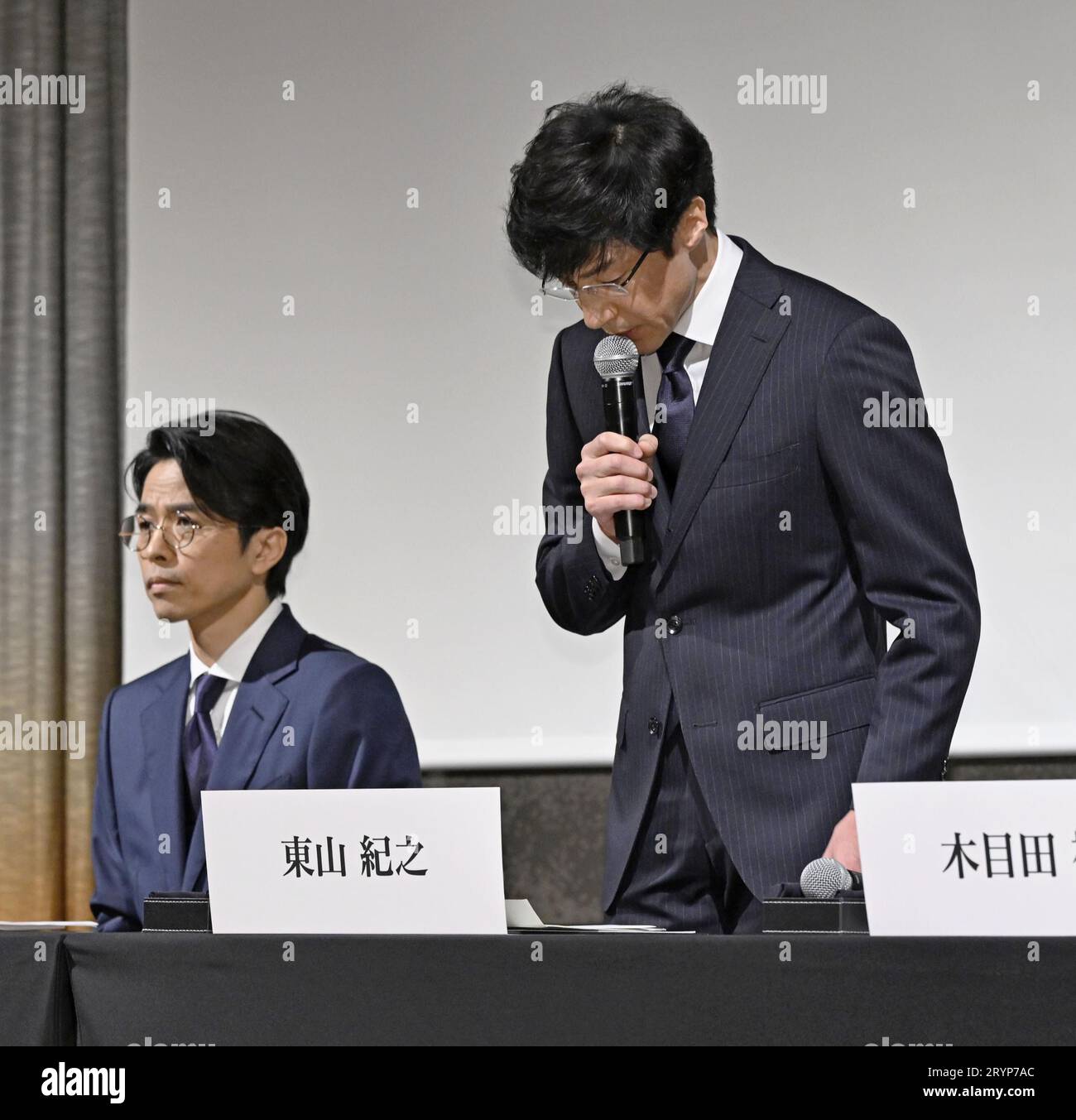 Noriyuki Higashiyama (R), president of Johnny & Associates Inc