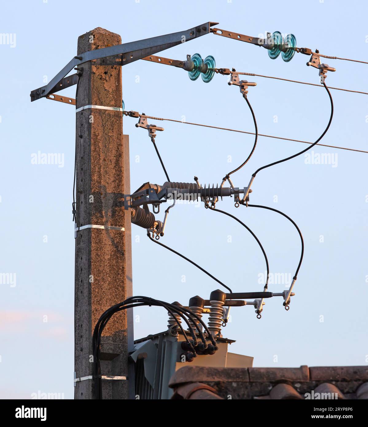 Old domestic mains electricity supply in France Stock Photo