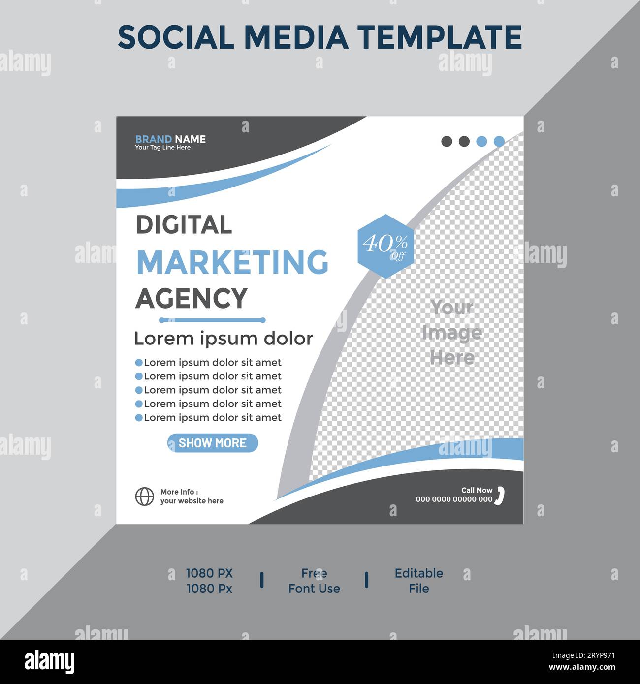 Set of Editable square business web banner design template. Suitable