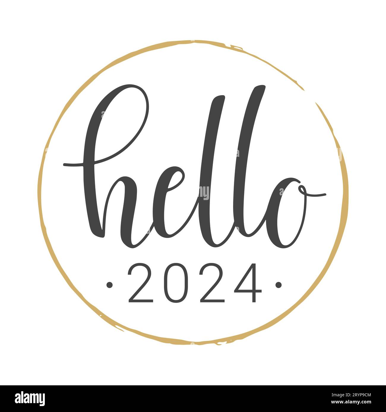 Vector Stock Illustration. Handwritten Lettering of Hello New Year 2024