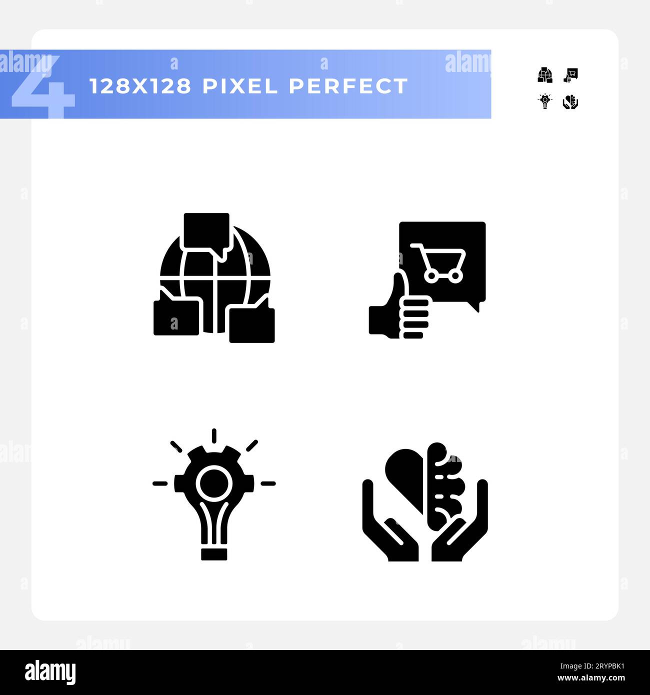 Pixel perfect glyph style soft skills icons set Stock Vector Image ...