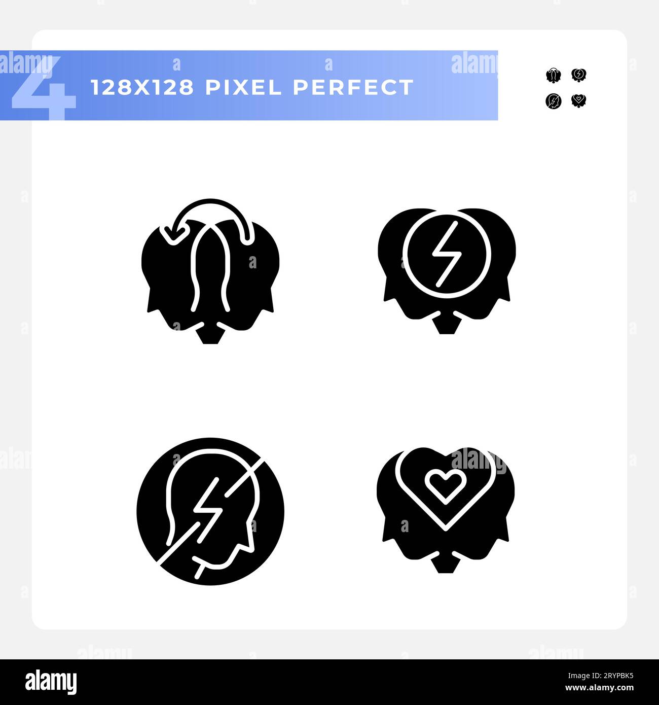 Pixel perfect soft skills glyph style icons set Stock Vector Image ...