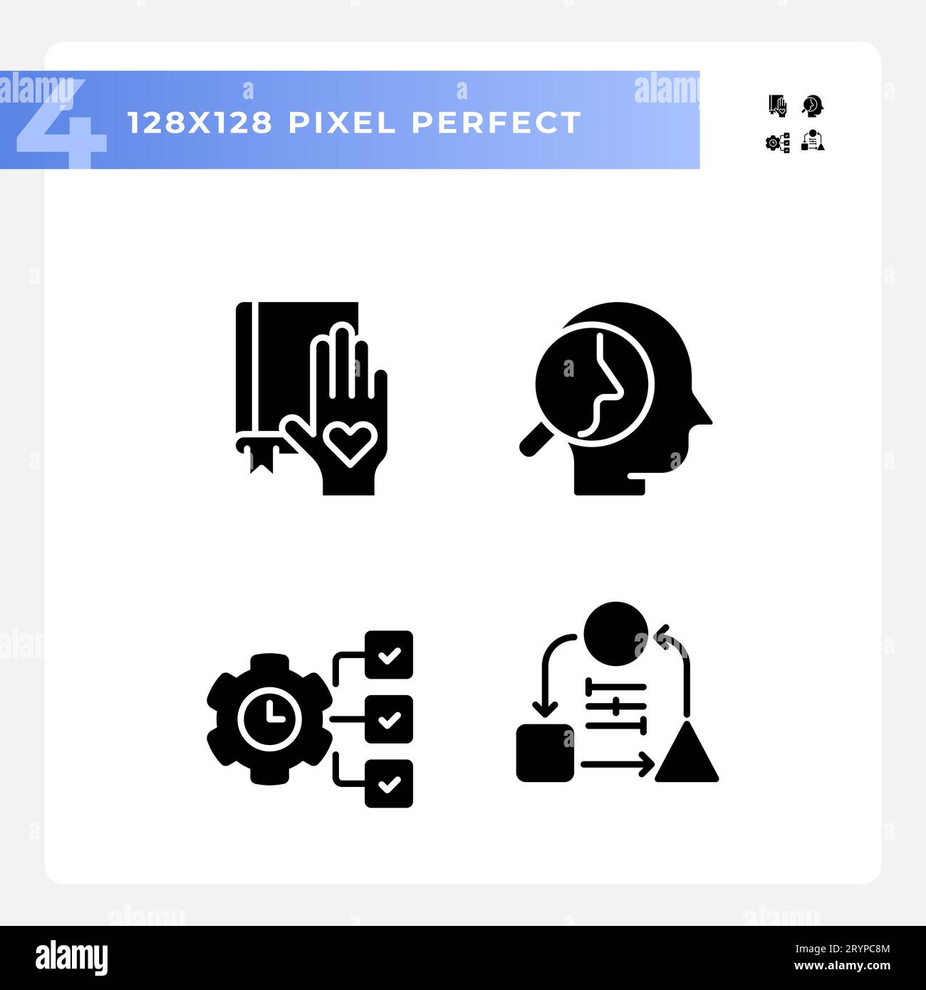 2D pixel perfect glyph style soft skills icons Stock Vector Image & Art ...