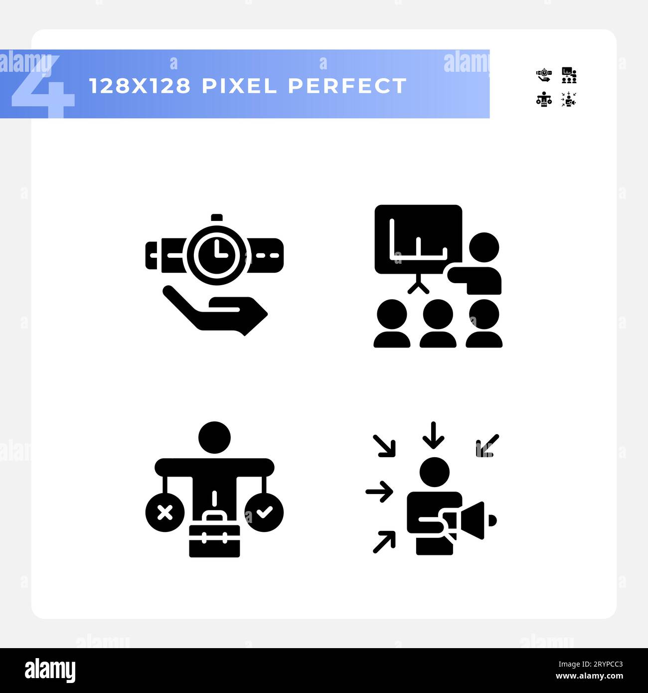 Pixel perfect glyph style soft skills icons set Stock Vector Image ...