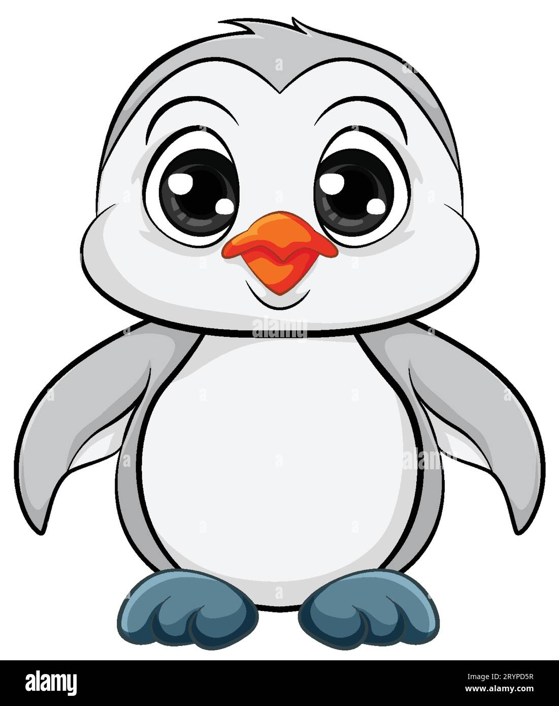 A vector cartoon illustration of a cute baby penguin isolated on a