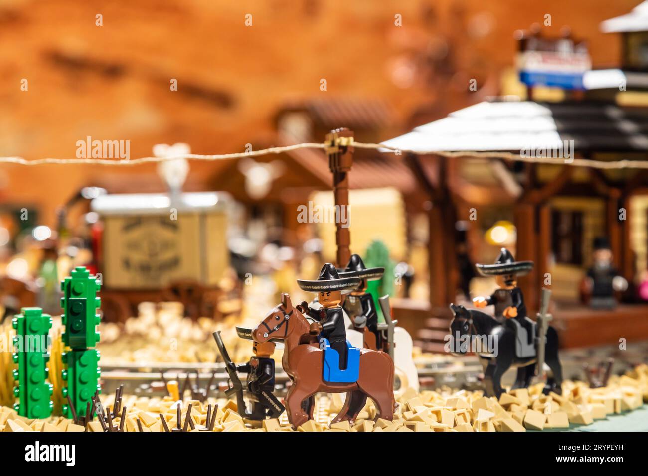Colorful plastic building blocks - fun and education Stock Photo