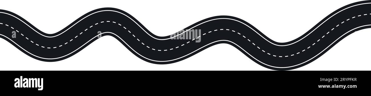Winding highway road from top view. Flat vector illustration isolated on white background. Stock Vector