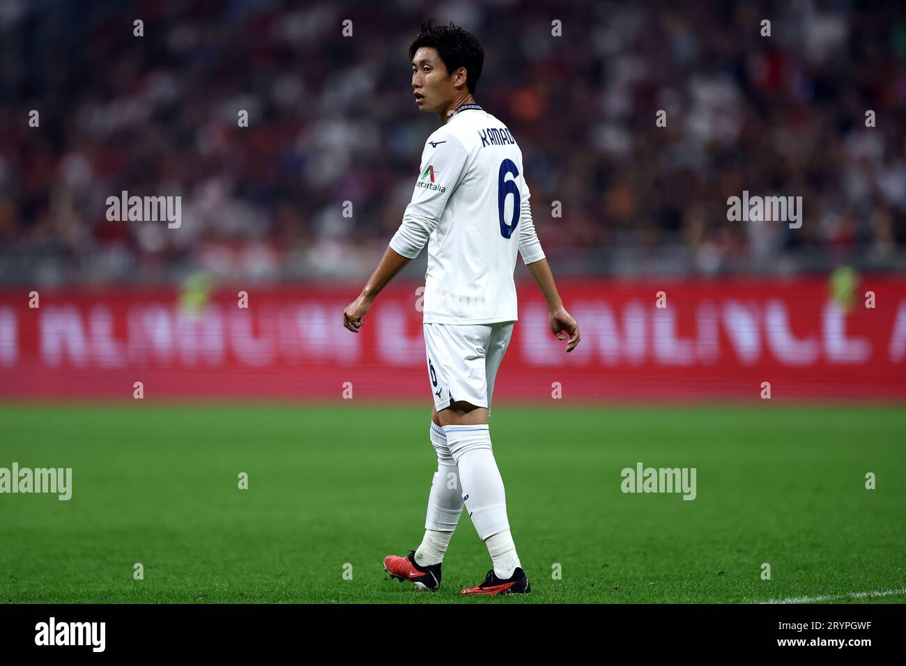 Daichi Kamada of Ss Lazio  looks on during the Serie A football match beetween Ac Milan and Ss Lazio at Stadio Giuseppe Meazza on September 30, 2023 in Milan, Italy . Stock Photo