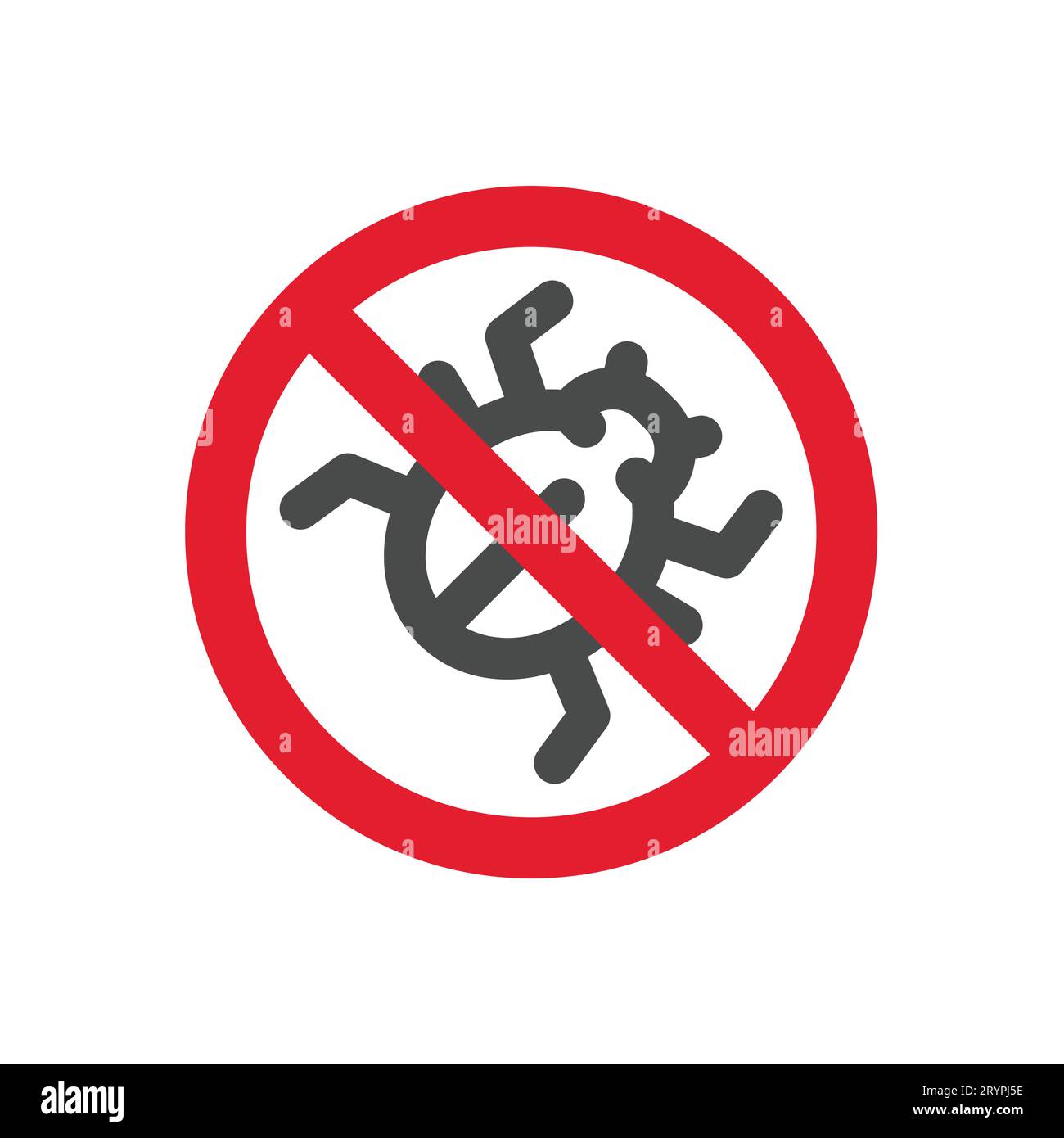 No bug red prohibition sign. Insecticide repellent or pesticide, no bugs icon. Stock Vector