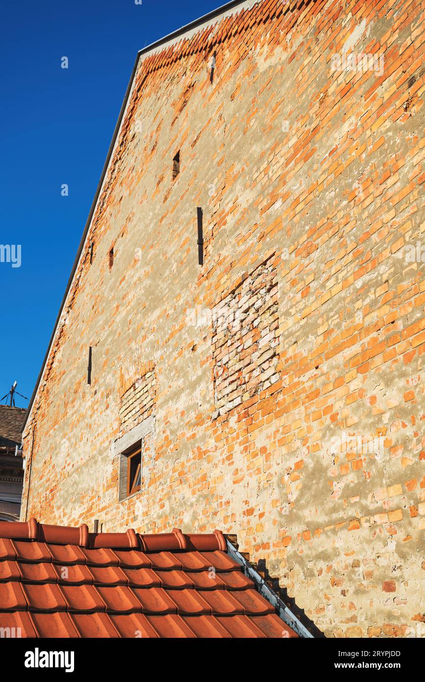 Old brick house exterior wall as copy space Stock Photo - Alamy