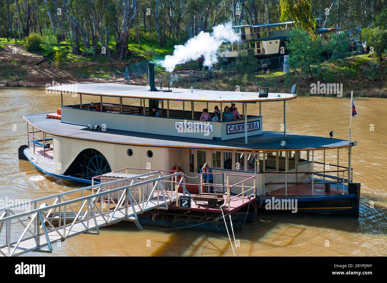 Paddle steamers on the Murray River at Echuca in Victoria Stock Photo