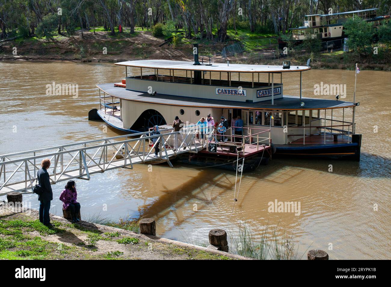 Paddle steamers on the Murray River at Echuca in Victoria Stock Photo
