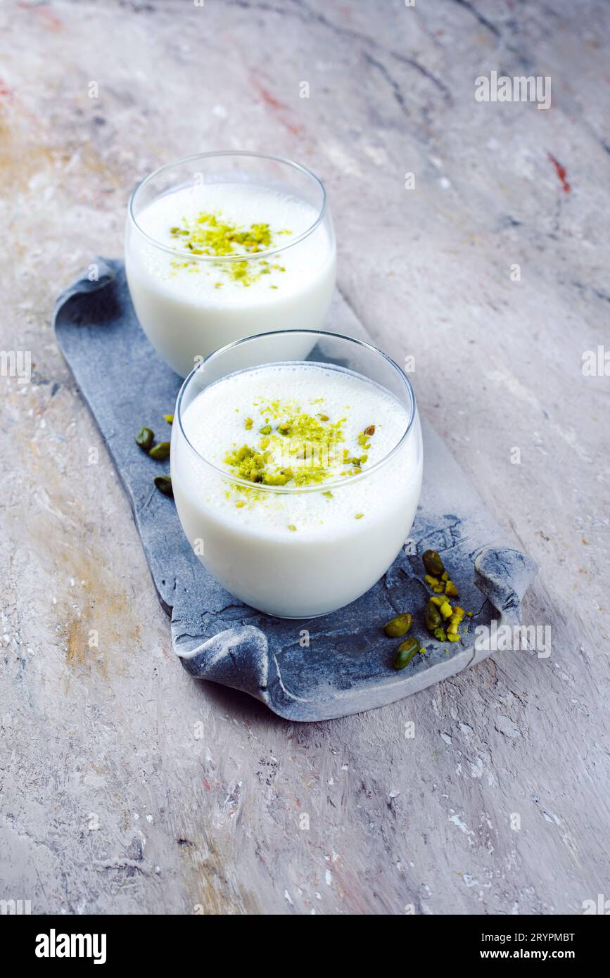 Traditional Indian lime lassi drink with dahi yogurt Stock Photo Alamy