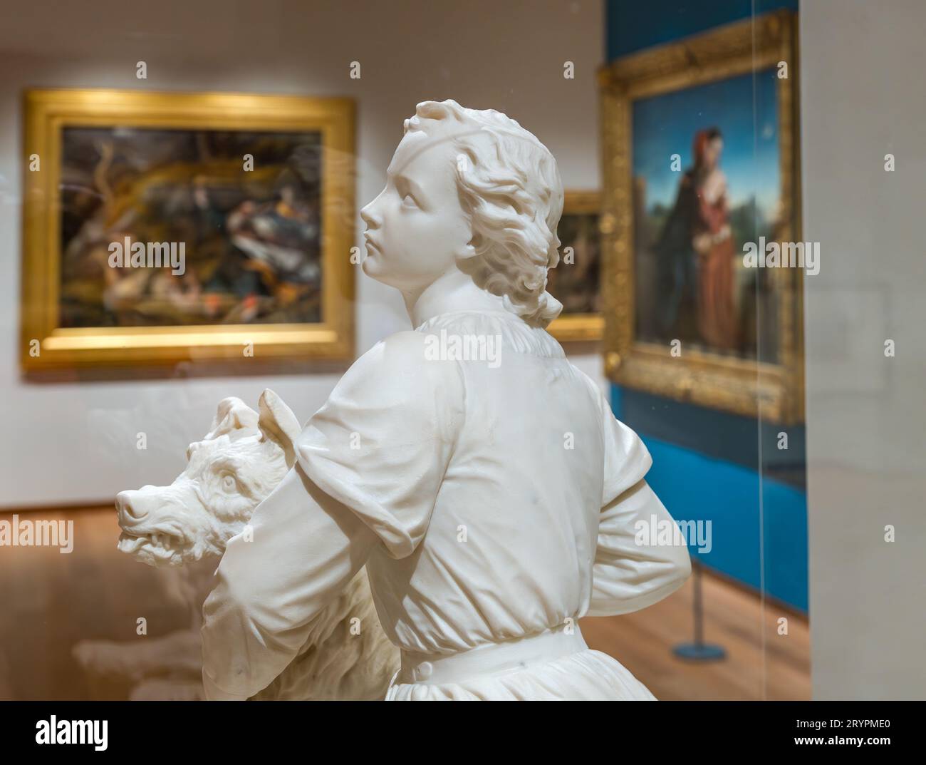 Paintings and marble sculpture at National Galleries of Scotland newly opened extension, Edinburgh, UK Stock Photo