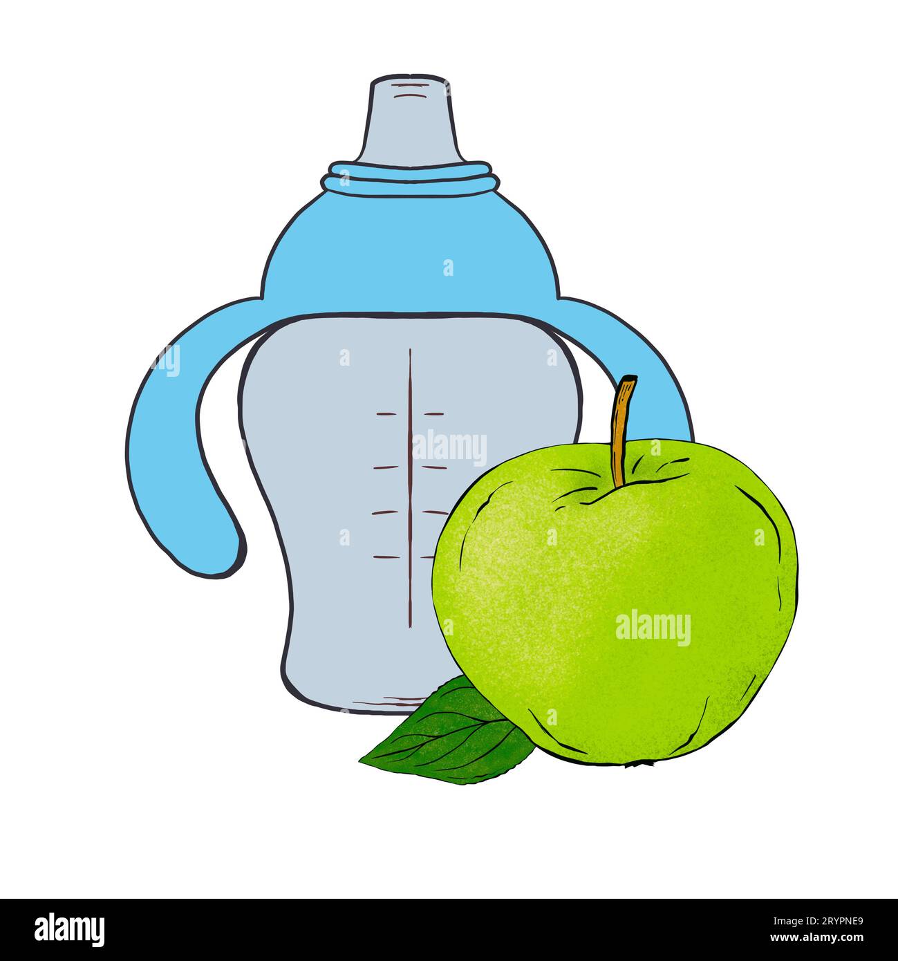 Baby food. Colored complementary foods for infants. Training cup with