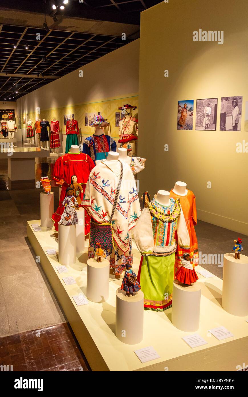 Mexico City, CDMX, Mexico, Traditional costumes of  Indigenous people at Museo de Arte Popular (in English, Museum of Popular art). Editorial only. Stock Photo
