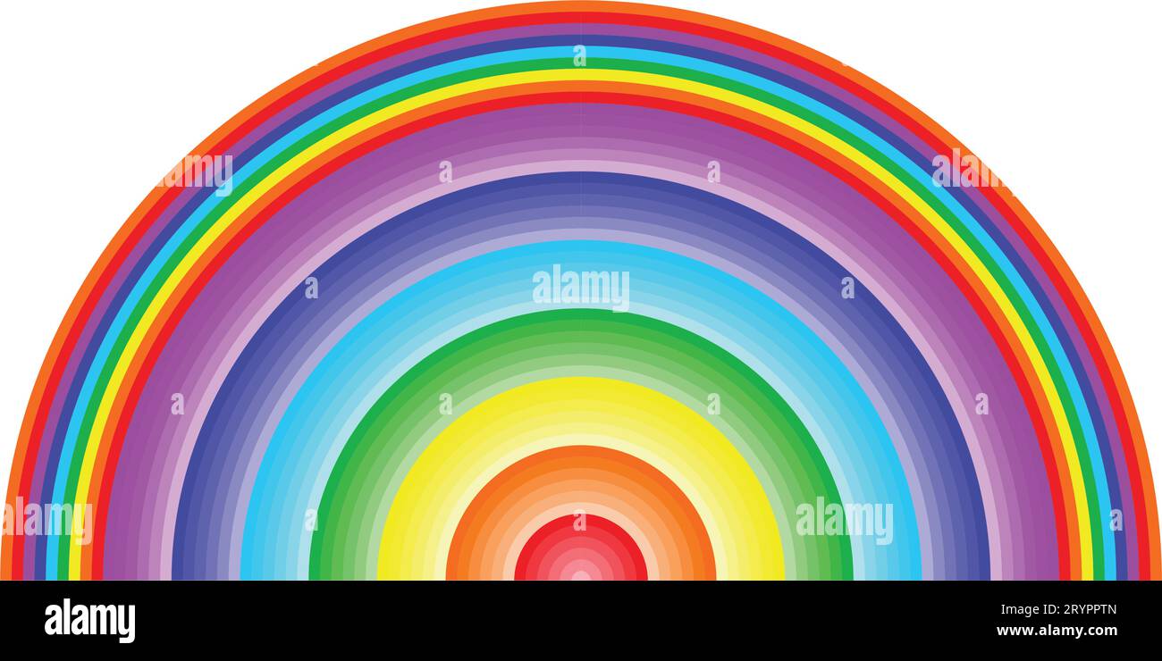 colorful rainbow color low to high off circle. Colorful rainbow. Colorful rainbow or color spectrum flat icon for use as apps and websites Stock Vector