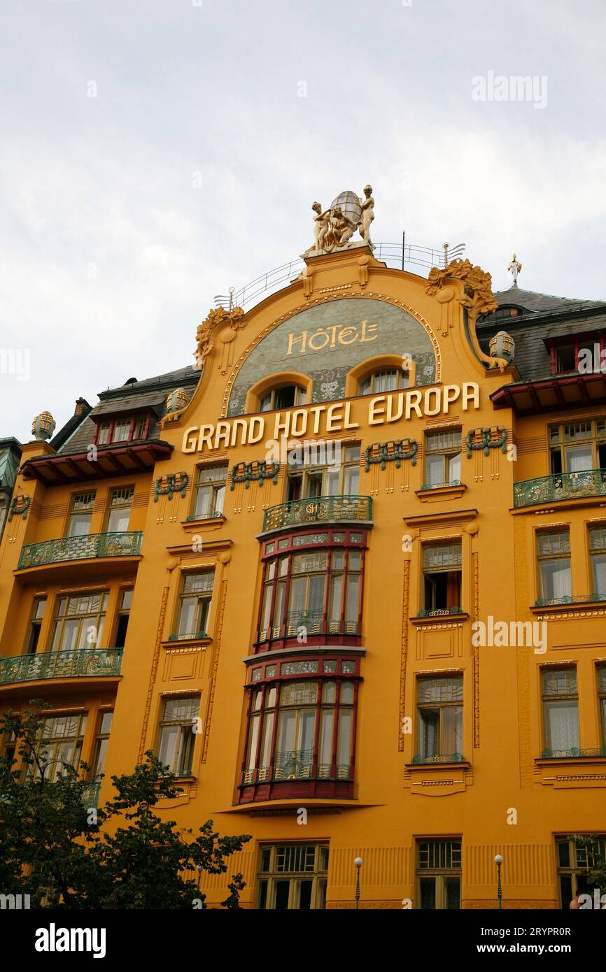 Grand Hotel Europa, Nove Mesto, Prague, Czech Republic. Stock Photo