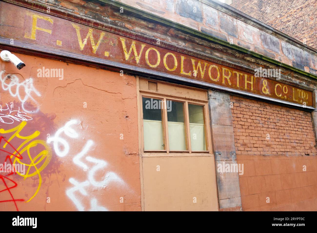 Original F. W. Woolworth & Co Ltd signage in Glasgow, Scotland Stock Photo