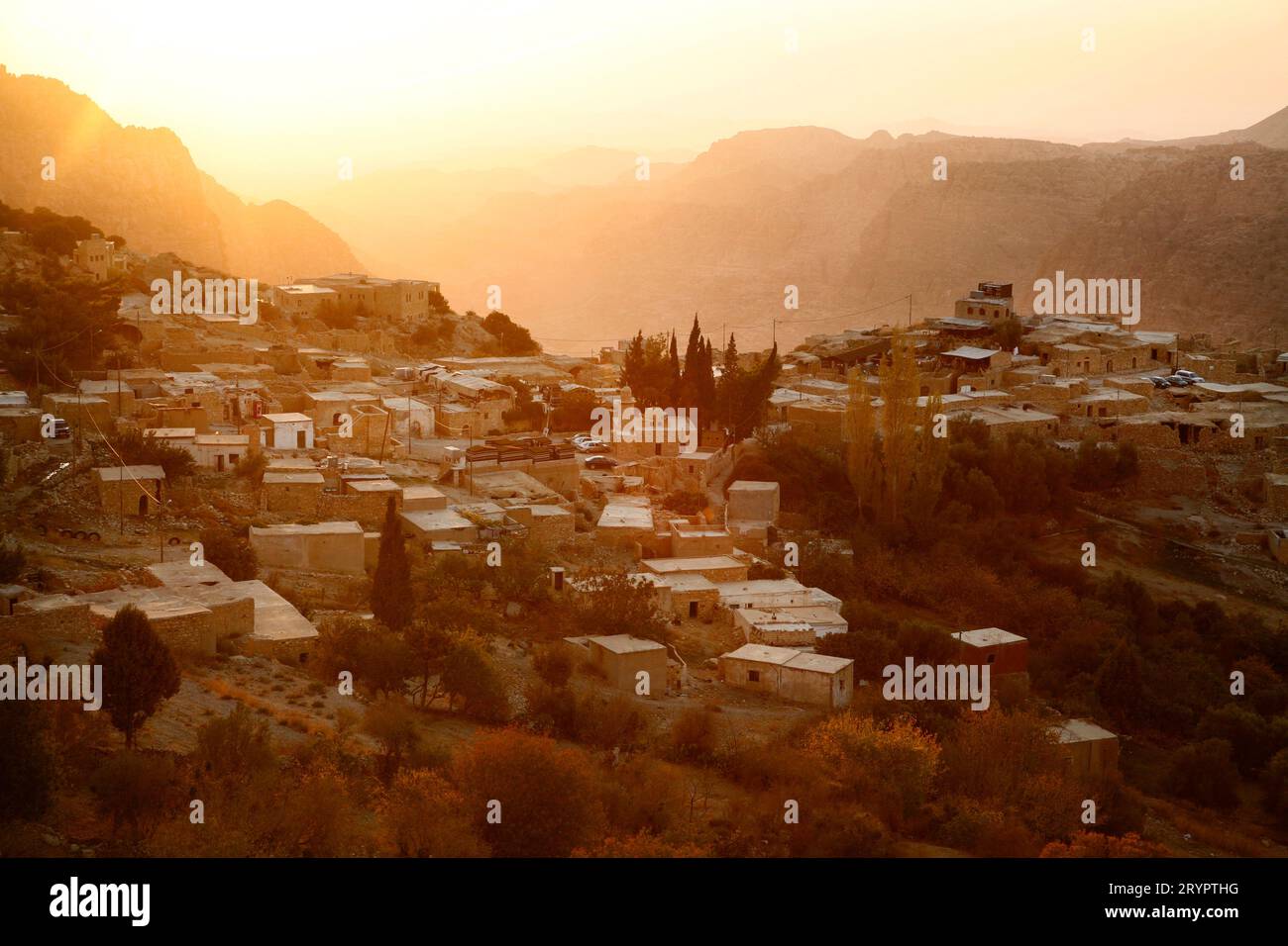View over Dana village, Jordan Stock Photo - Alamy