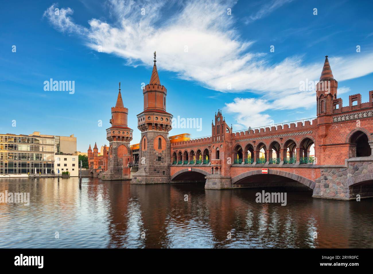 Berlin Germany, city skyline at Oberbaum Bridge and Berlin Metro Stock ...