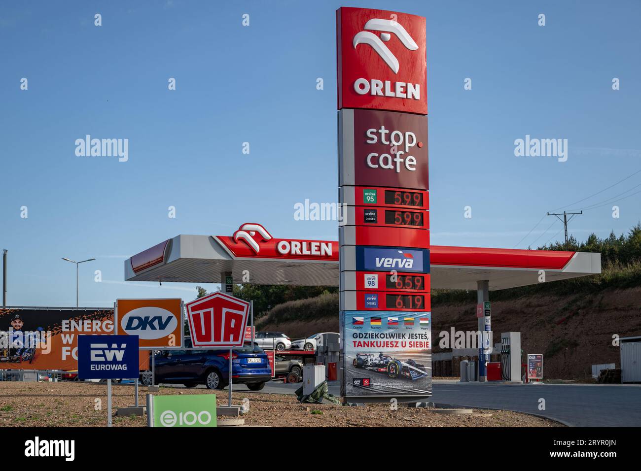 Fuel price list of Orlen petrol station in KudowaZdroj, Poland, just