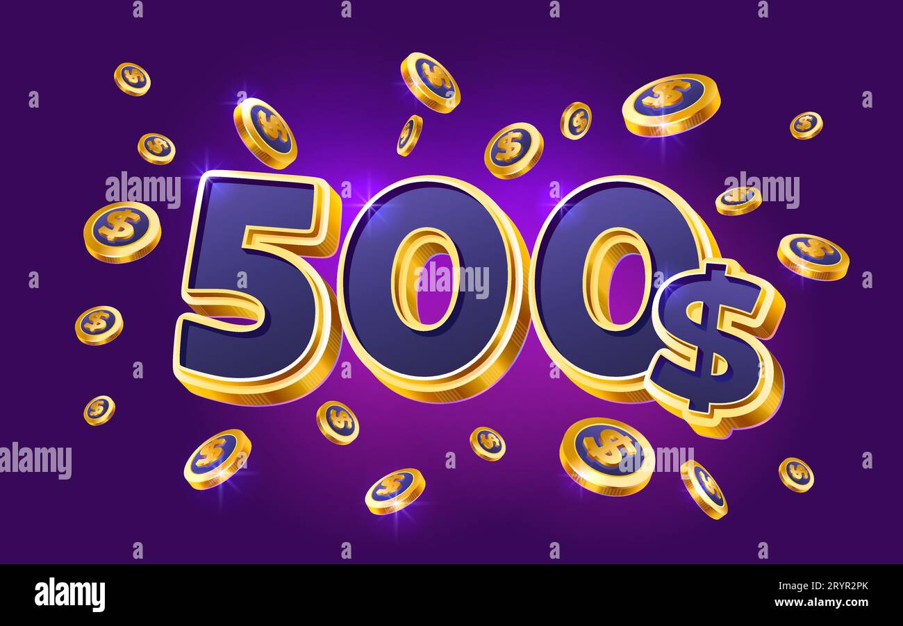 500 dollar coupon gift voucher, cash back banner special offer, casino