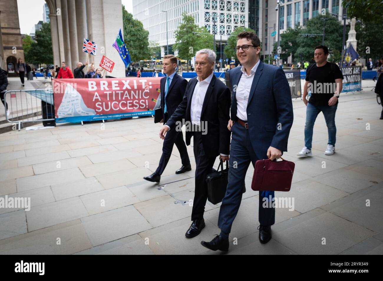 Manchester, UK. 02nd Oct, 2023. Delegates arrive for day two at the Conservative Party Conference. The public greets members of the Tory party during the CPC23. The autumn slogan is Long-Term Decisions for a Brighter Future. Credit: Andy Barton/Alamy Live News Stock Photo