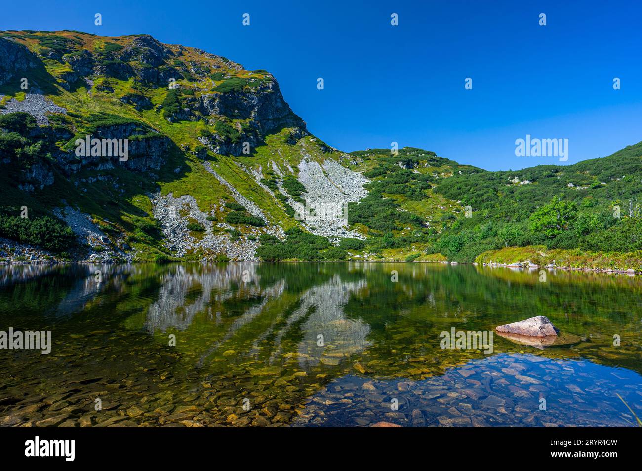 An autumn view of the Rohace Mountain Lakes. Western tatras. One of the most popular travel destination in Slovakia. Stock Photo