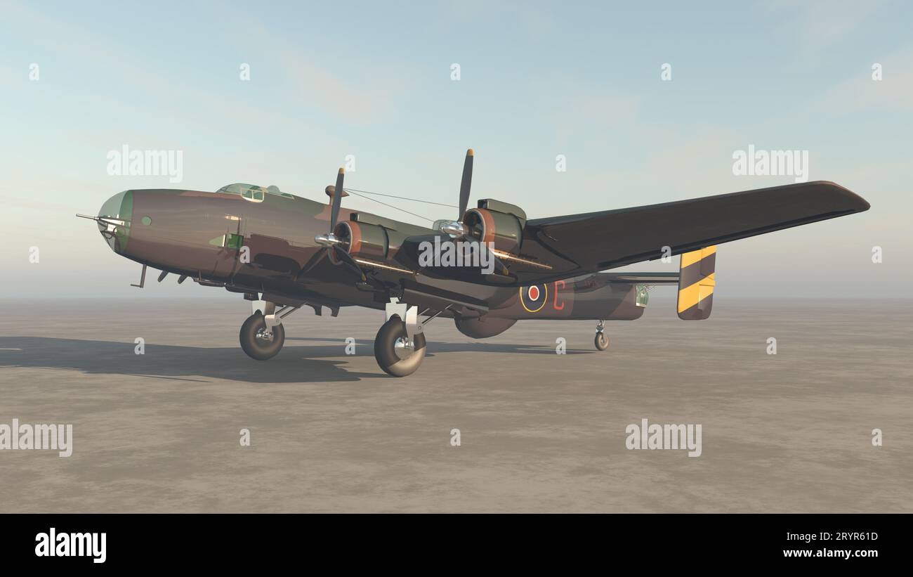 Heavy British bomber of World War II on an airfield Stock Photo