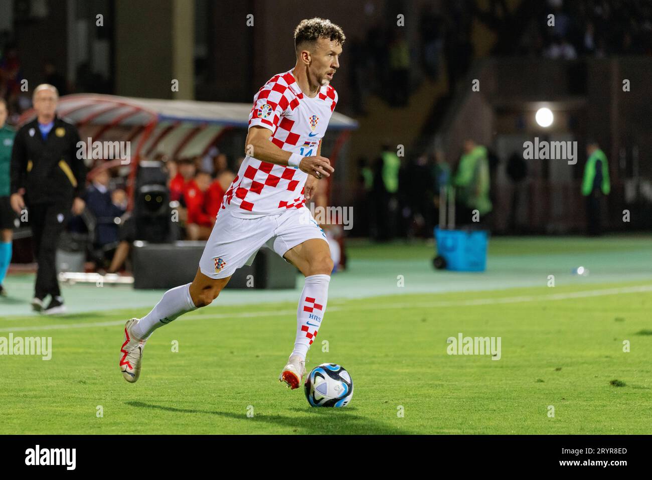 The Croatian soccer star Ivan Perisic in action during the Armenia vs Croatia game Stock Photo