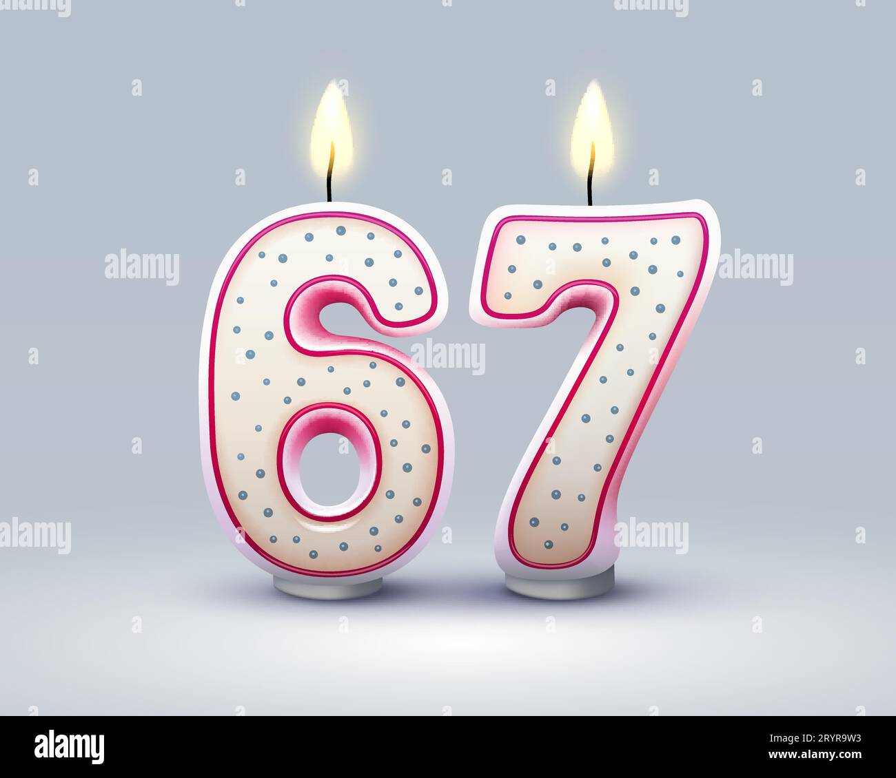 Happy Birthday years. 67 anniversary of the birthday, Candle in the ...