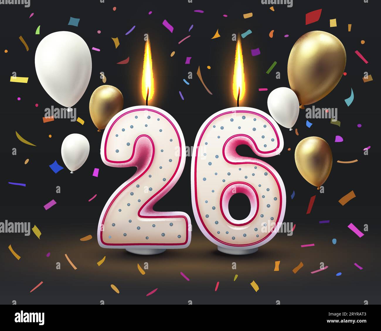 Happy Birthday years. 26 anniversary of the birthday, Candle in the