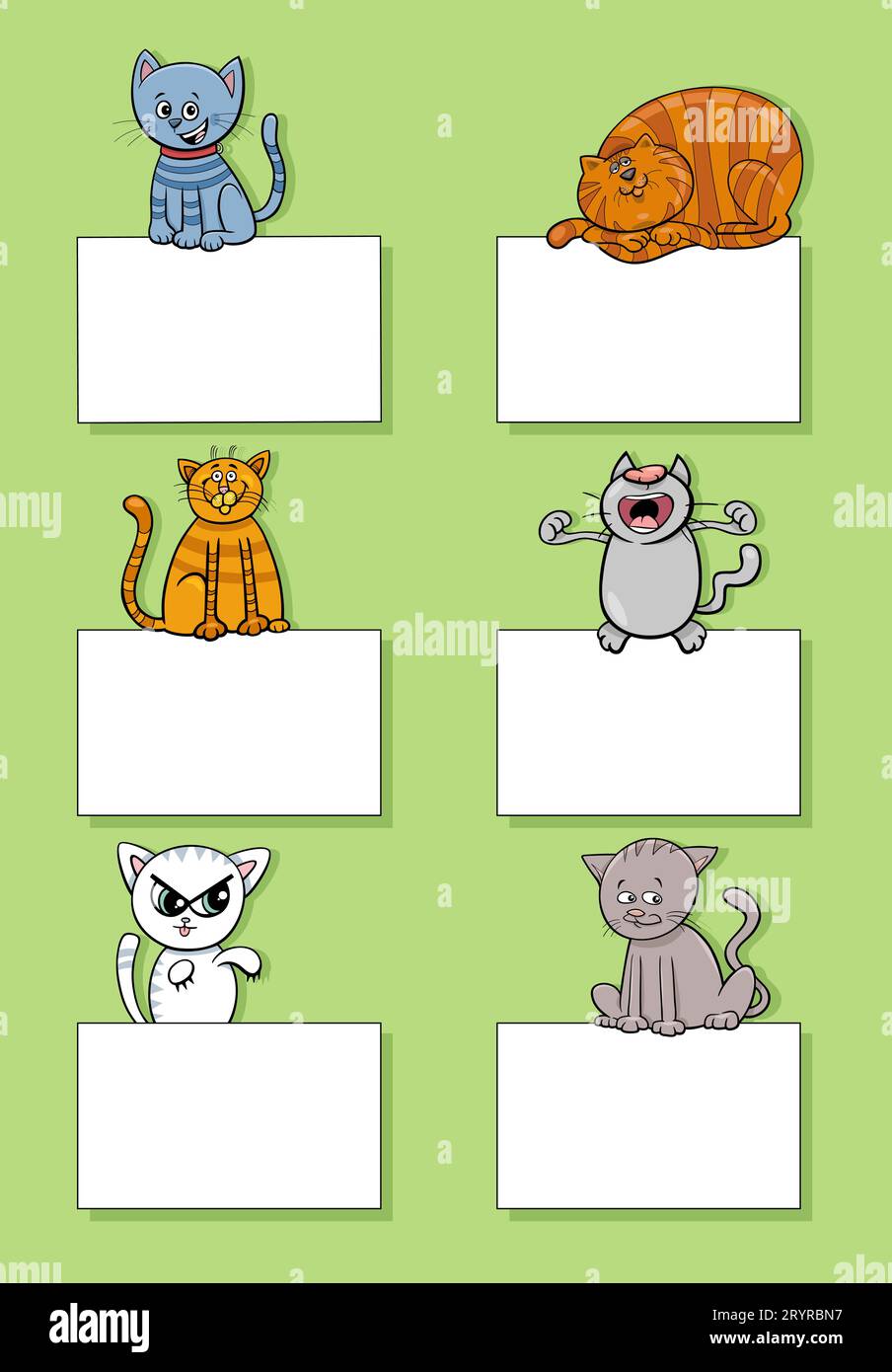 Cartoon illustration of cats and kittens animal characters with blank ...