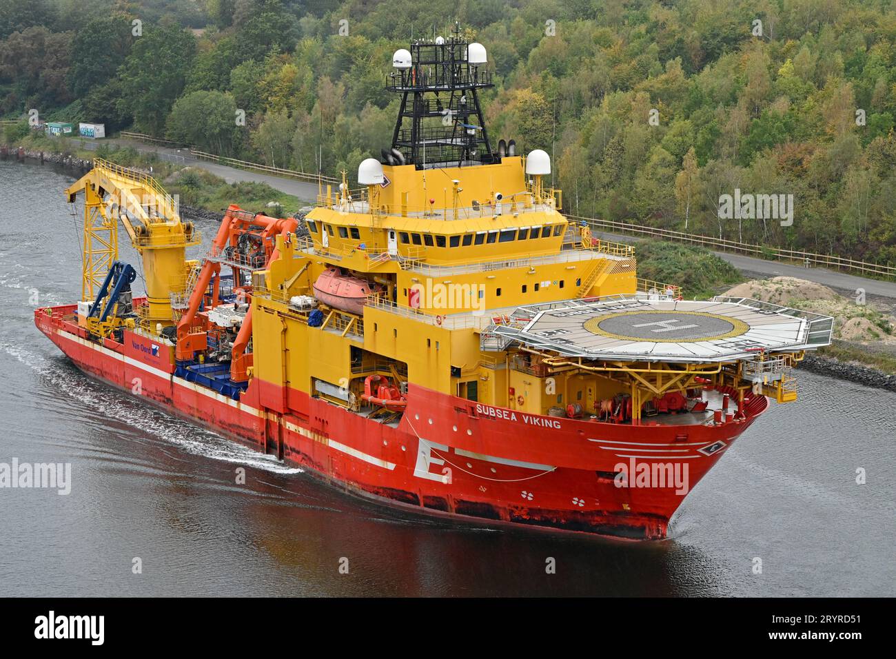 Offshore Support Vessel SUBSEA VIKING passing the Kiel Canal Stock Photo