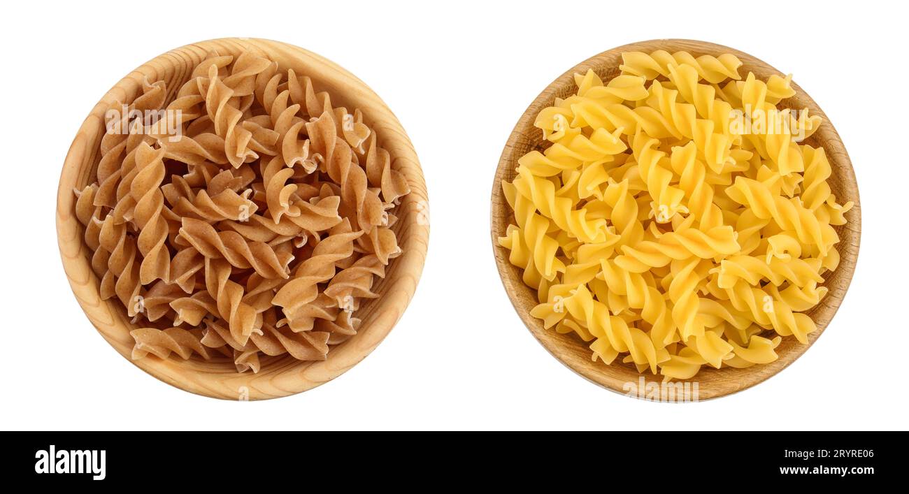 Wolegrain fusilli pasta from durum wheat in wooden bowl isolated on ... - Aging Pasta For Depth Of Flavor