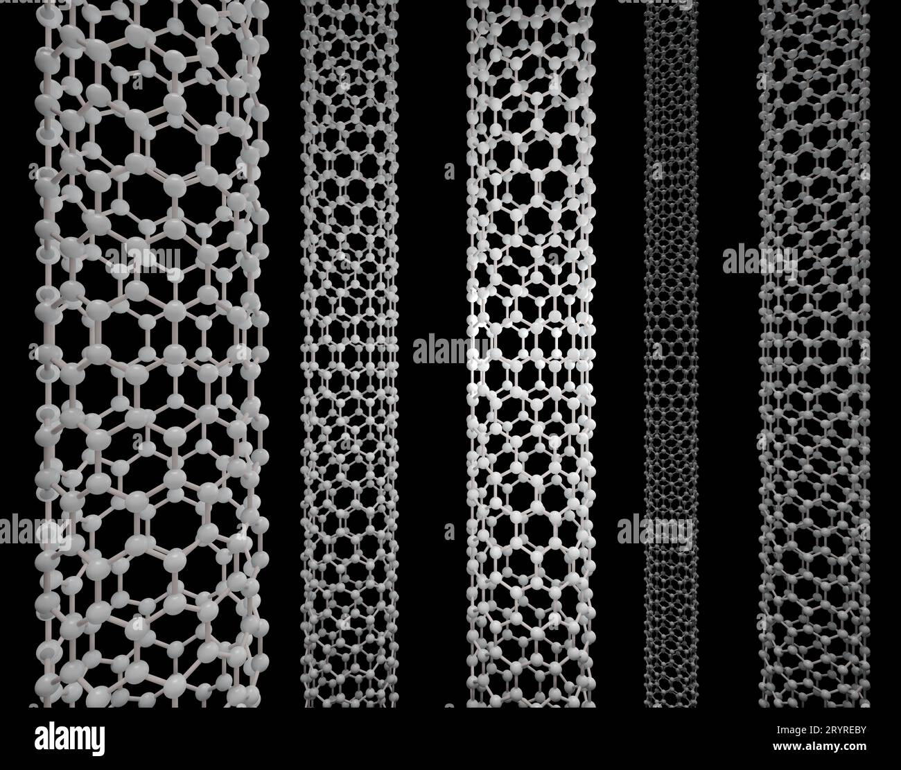 A 3D rendering of molecular models of carbon nanotube Stock Photo - Alamy