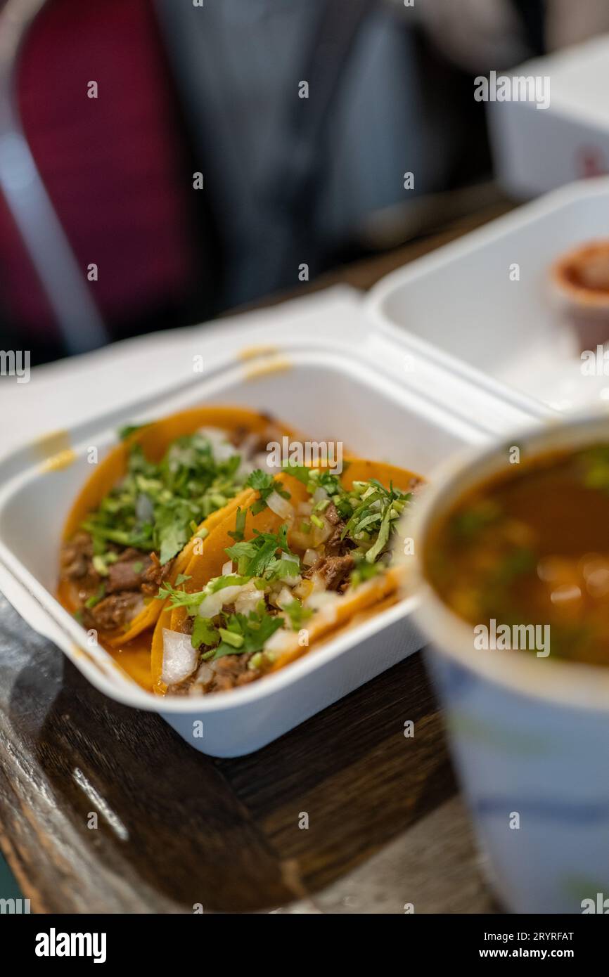 Macro Photo of Birria Tacos with Consume Stock Photo Alamy
